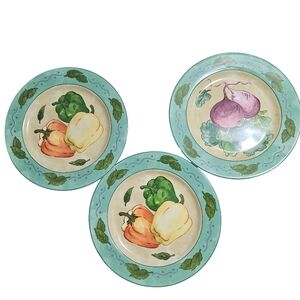 Sango Multicolor Vegetable Round Set Of 3 Plates